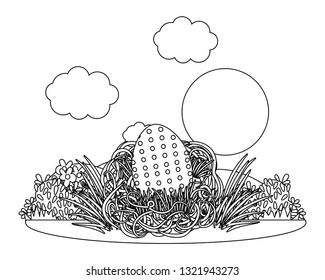 easter eggs in a nest