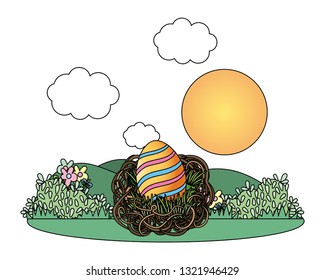 easter eggs in a nest
