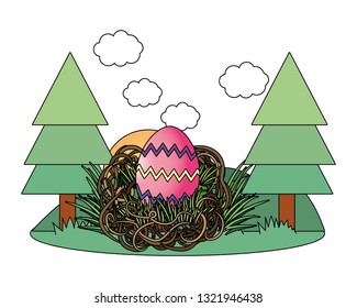 easter eggs in a nest