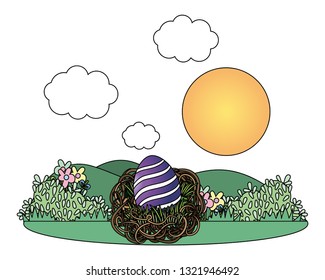 easter eggs in a nest