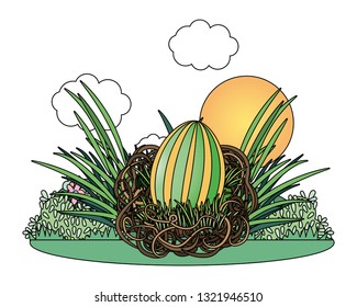 easter eggs in a nest