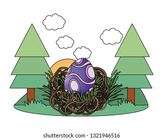 easter eggs in a nest