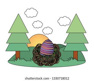 easter eggs in a nest