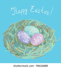 Easter eggs in the nest