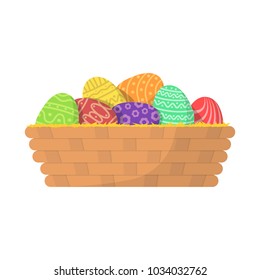 Easter eggs in nest basket 