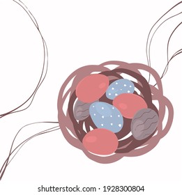 Easter eggs in the nest cute lovely colorful