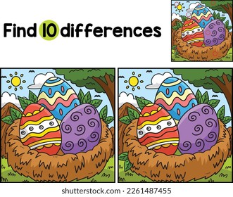 Easter Eggs in Nest Find The Differences