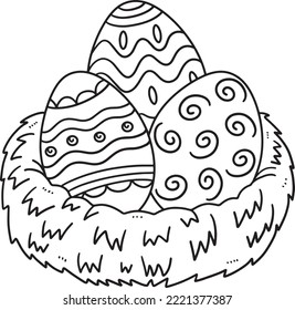 Easter Eggs in Nest Isolated Coloring Page 