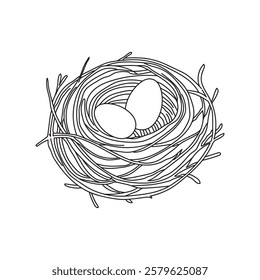 Easter eggs in a nest isolated on a white background. Nesting. Vector illustration.