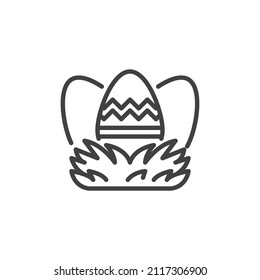 Easter eggs in the nest line icon. linear style sign for mobile concept and web design. Nest with eggs outline vector icon. Symbol, logo illustration. Vector graphics