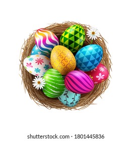 Easter eggs in the nest Vector design illustration isolated on white background