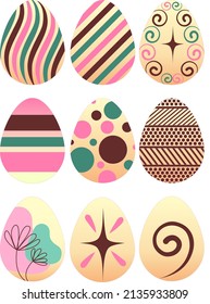Easter Eggs with nine colored templates.eps