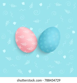 Easter eggs on the background of doodles. Vector illustration