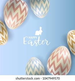 Easter eggs on blue background