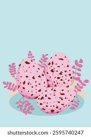 easter eggs on blue background, easter card