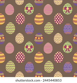 Huevos de Pascua en Diseño de Patrón Sin Costura Marrón