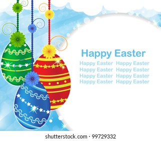 Easter eggs on a clear sky background