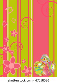 easter eggs on floral background - vector