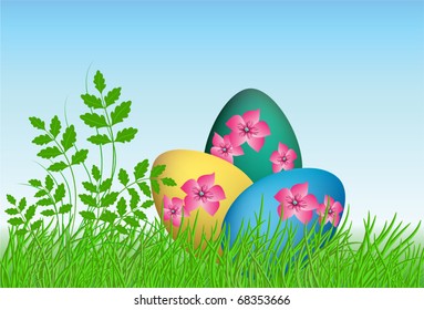 Easter  eggs  on  grass