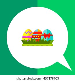 Easter eggs on grass flat icon