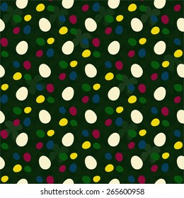 Easter eggs on green clover vector background