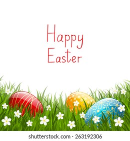 Easter eggs on green grass