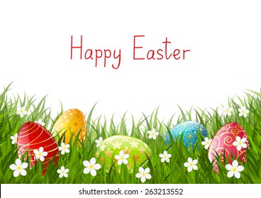Easter eggs on green grass