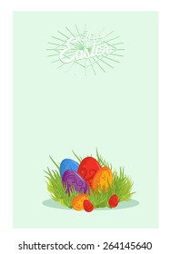 Easter eggs on the green grass