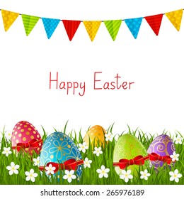 Easter eggs on green grass