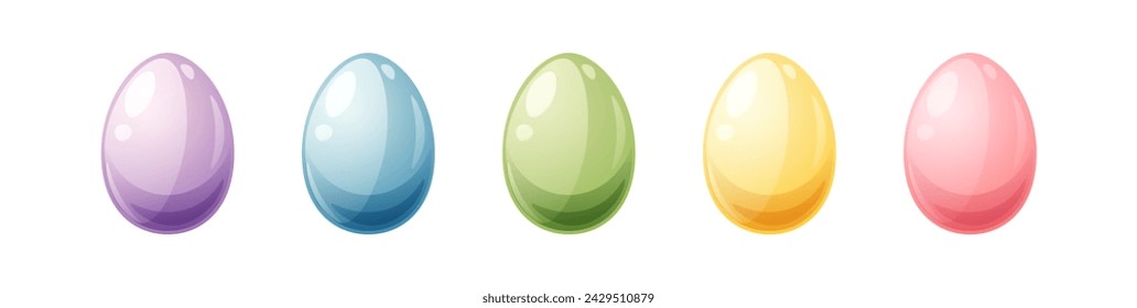 Easter eggs on isolated background. A set of colorful chicken eggs. Great for decor, design, stickers for Happy Easter