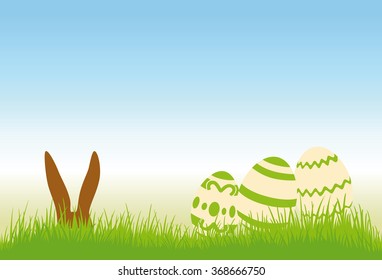 Easter eggs on a meadow