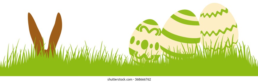 Easter eggs on a meadow