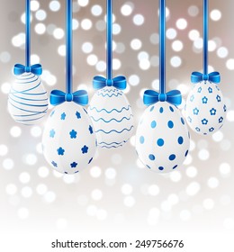 Easter eggs on shiny background