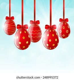 Easter eggs on sunny background