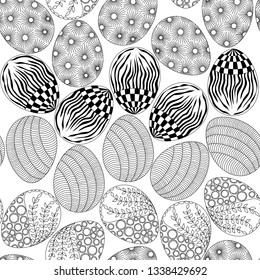 easter eggs on white background in zenart style, seamless pattern