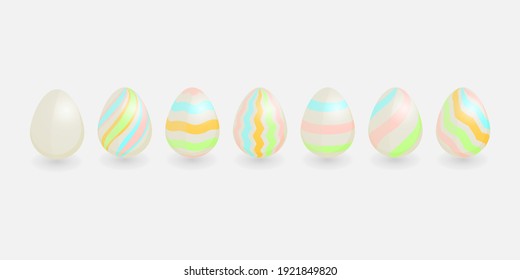 Ostereier auf weißem Hintergrund. Vektorgrafik.