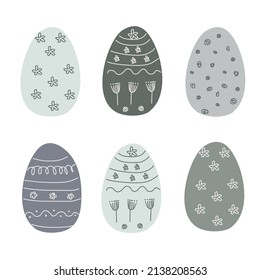 easter eggs on a white background hand drawn