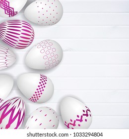 Easter eggs on wood background