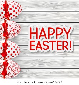 Easter eggs on wooden background