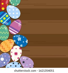Easter eggs on wooden background.vector illustration.