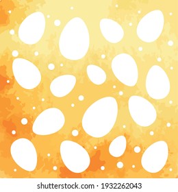Huevos de Pascua con fondo amarillo. Tarjeta de vacaciones de primavera. Ilustración vectorial. Perfecto para tarjeta de felicitación, invitación, postal, impresión.
