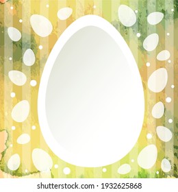 Easter eggs on yellow green background with space for text. Spring holiday card. Vector illustration. Perfect for greeting card, invitation, postcard, print.
