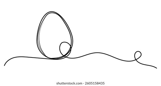 Easter eggs in one continuous line drawing for greeting card and banner design in simple linear style. hand drawn continuous egg line art. 