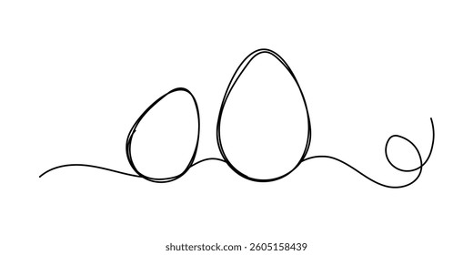 Easter eggs in one continuous line drawing for greeting card and banner design in simple linear style. hand drawn continuous egg line art. 