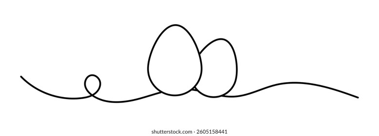 Easter eggs in one continuous line drawing for greeting card and banner design in simple linear style. hand drawn continuous egg line art. 