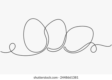Easter eggs one line art. Vector illustration of Easter elements in continuous line. Suitable for logos, icons. Happy Easter concept. Greeting banner design. Modern Art in minimalist style.