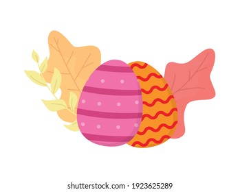 Easter Eggs Orange and Pink Floral Vector