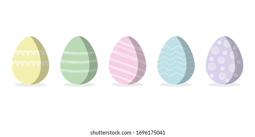 Easter eggs with ornament. Colored easter eggs. Flat eggs set. Flat style. Colored ornament east eggs bundle. 