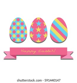 Easter eggs with ornament greeting card holiday vector illustration