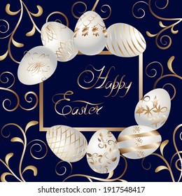 Easter eggs with ornament in illustration.Easter vector illustration with eggs on a colored background.